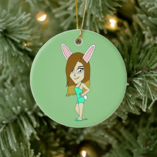 Chini Bunny girl Ceramic Ornament