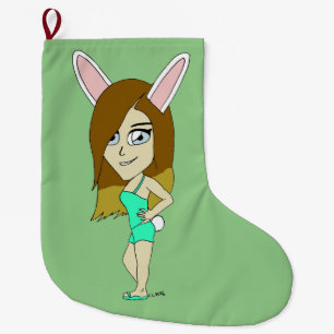 Chini Bunny girl  Large Christmas Stocking