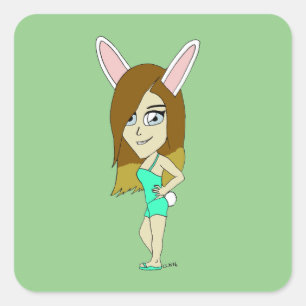 Chini Bunny girl Square Sticker