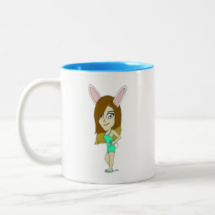 Chini Bunny girl  Two-Tone Coffee Mug