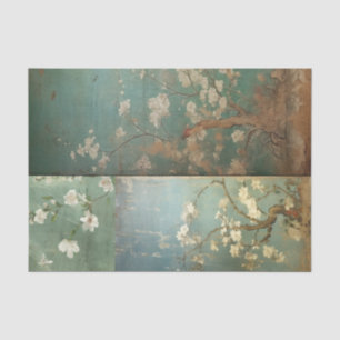 Chinoiserie Antiqued Green & Apple Blossoms 1 Tissue Paper