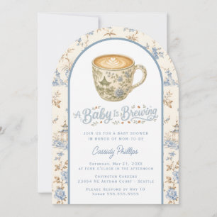 Chinoiserie Baby is Brewing Coffee Baby Shower Invitation