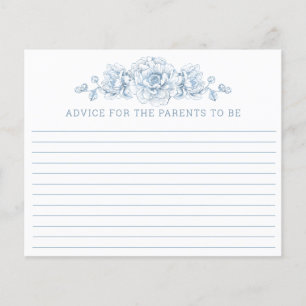 Chinoiserie Baby Shower Advice Card - Blue & White