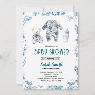 Chinoiserie baby shower party invitation