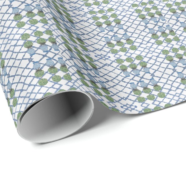 Chinoiserie Bamboo Topiaries Topiary  Wrapping Paper (Roll Corner)