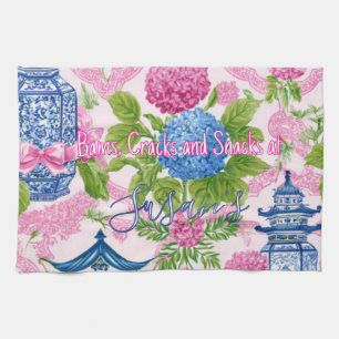 Chinoiserie Bams Cracks and Snacks Custom Mahjong  Tea Towel