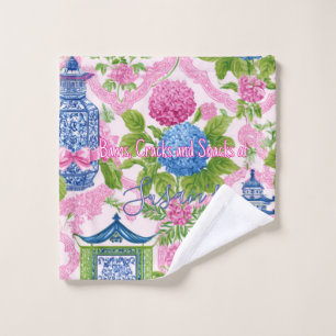 Chinoiserie Bams Cracks and Snacks Custom Mahjong  Wash Cloth