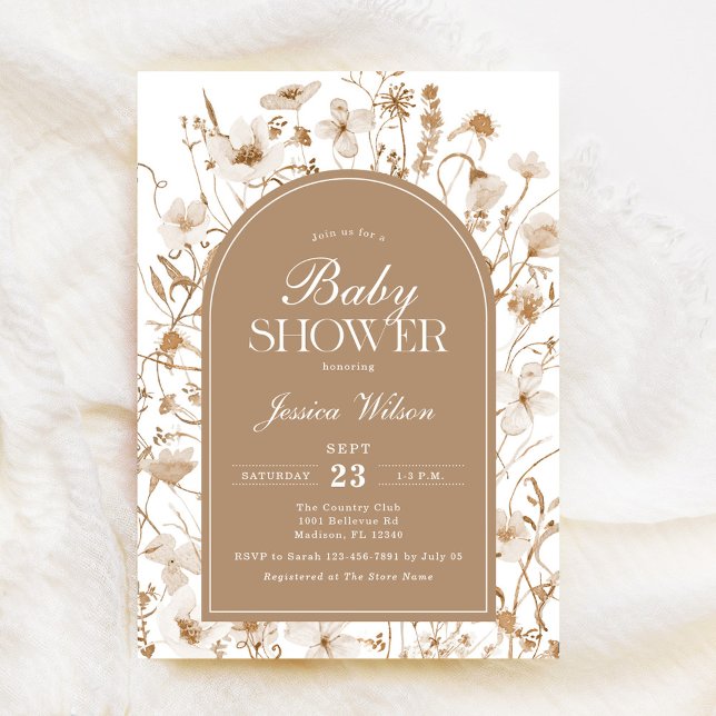 Chinoiserie Beige Floral Baby Shower Invitation (Creator Uploaded)