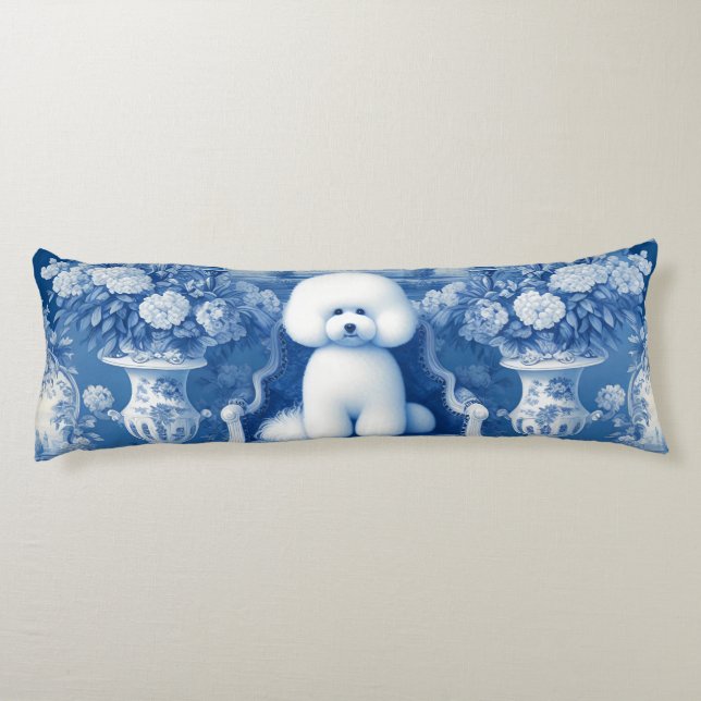 Chinoiserie Bichon Frise Body Pillow (Back)