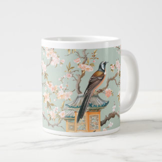 Chinoiserie Bird & Blossom Mug In Sage & Peach