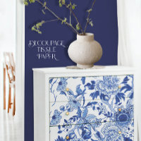 Chinoiserie Bird Floral Blue and White Decoupage