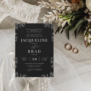 Chinoiserie Black Elegant Both Parents Wedding Invitation