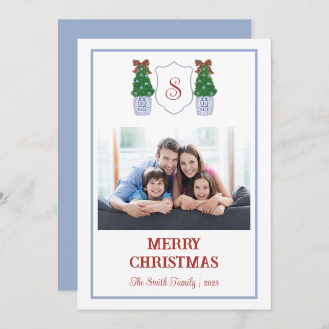 Chinoiserie Blue And White Christmas Card (Front/Back)