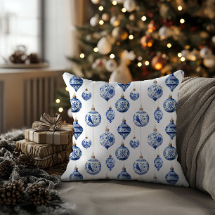 Chinoiserie Blue and White Christmas Ornaments Cushion
