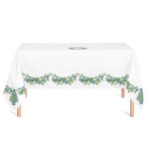 Chinoiserie Blue and White Christmas  Tablecloth