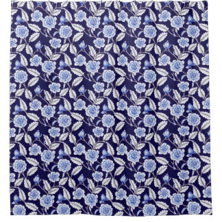 Chinoiserie Blue and White Floral Hampton Willow Shower Curtain
