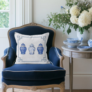 Chinoiserie Blue and White Ginger Jar Cushion