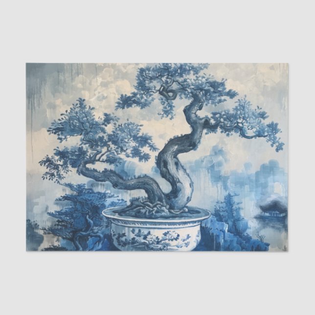 Chinoiserie Blue and White Porcelain Design  Tissue Paper (Front)
