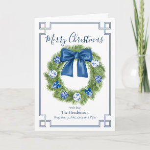 Chinoiserie Blue and White Wreath  Card