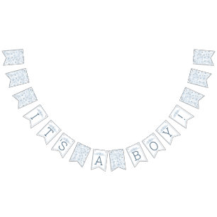 Chinoiserie Blue Baby Shower Garland Banner Flags