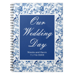 Chinoiserie Blue Birds and Flowers Wedding Notebook
