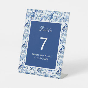 Chinoiserie Blue Birds and Flowers Wedding Pedestal Sign