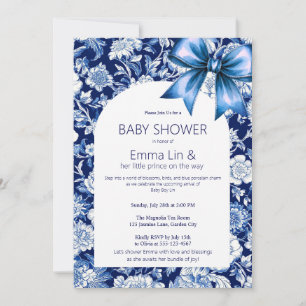 Chinoiserie Blue Boy Baby Shower Invitation