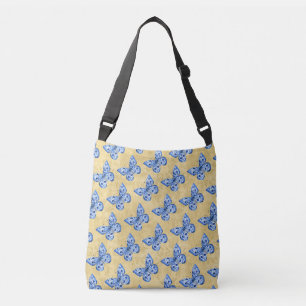 Chinoiserie Blue Butterflies Crossbody Bag