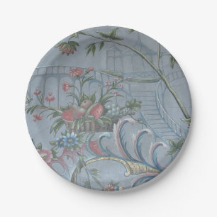 Chinoiserie Blue China Floral Antique Garden Pink Paper Plate