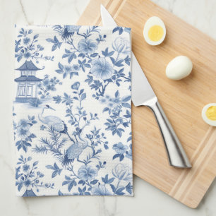 Chinoiserie Blue Crane Tea Towel