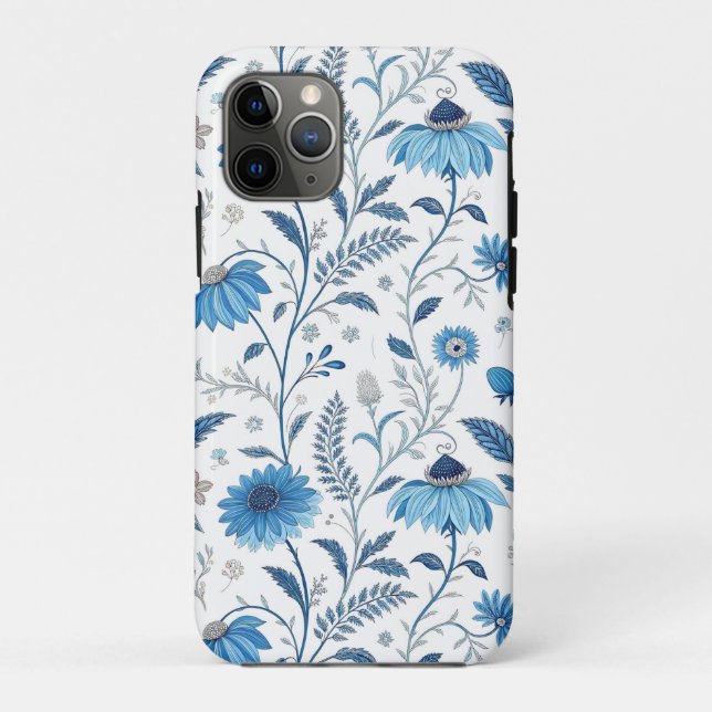 Chinoiserie Blue Echinacea Pattern Case-Mate iPhone Case (Back)