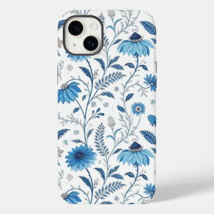 Chinoiserie Blue Echinacea Pattern Case-Mate iPhone 14 Plus Case