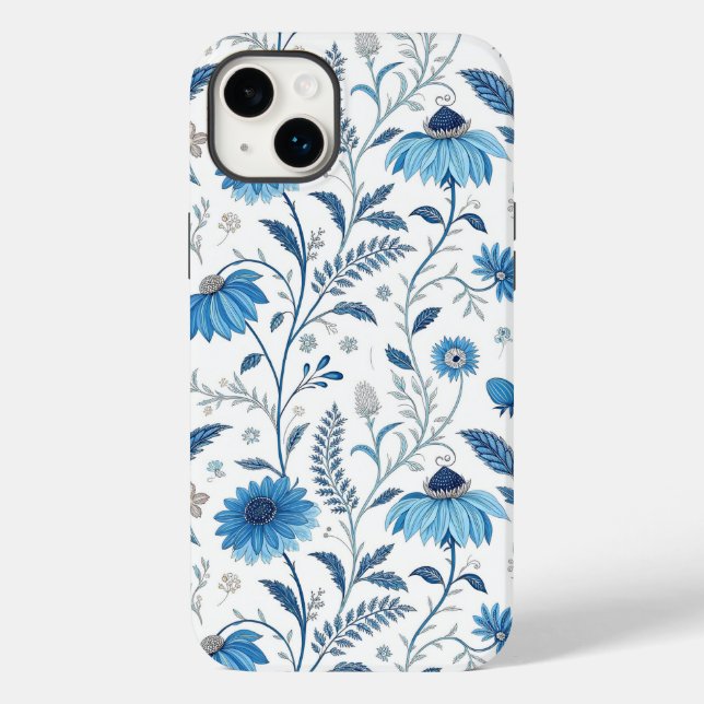 Chinoiserie Blue Echinacea Pattern Case-Mate iPhone Case (Back)