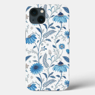 Chinoiserie Blue Echinacea Pattern iPhone 13 Case