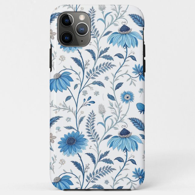 Chinoiserie Blue Echinacea Pattern Case-Mate iPhone Case (Back)