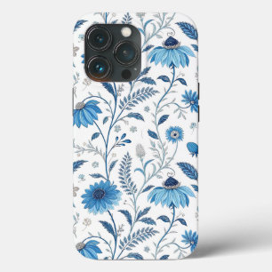 Chinoiserie Blue Echinacea Pattern iPhone 13 Pro Case