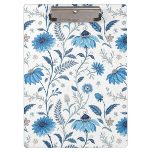 Chinoiserie Blue Echinacea Pattern Clipboard