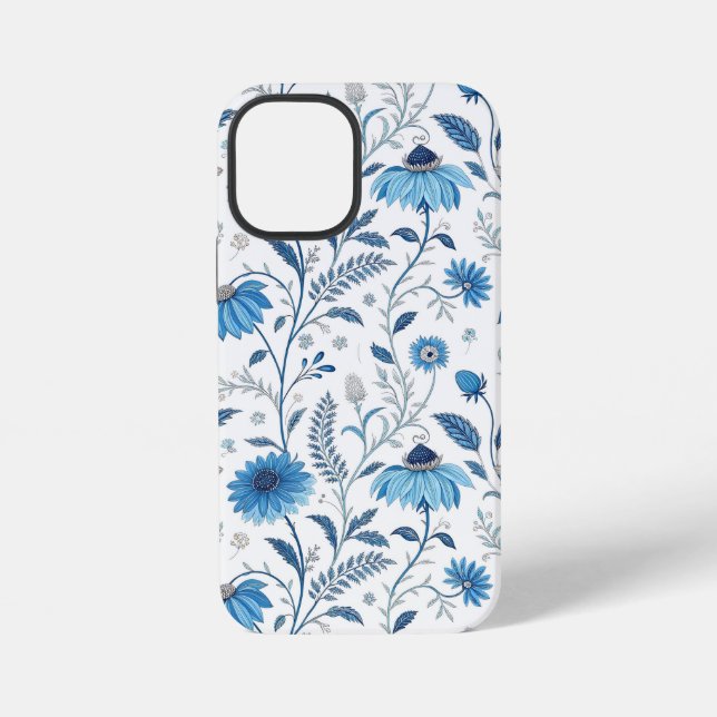 Chinoiserie Blue Echinacea Pattern iPhone Case (Back)