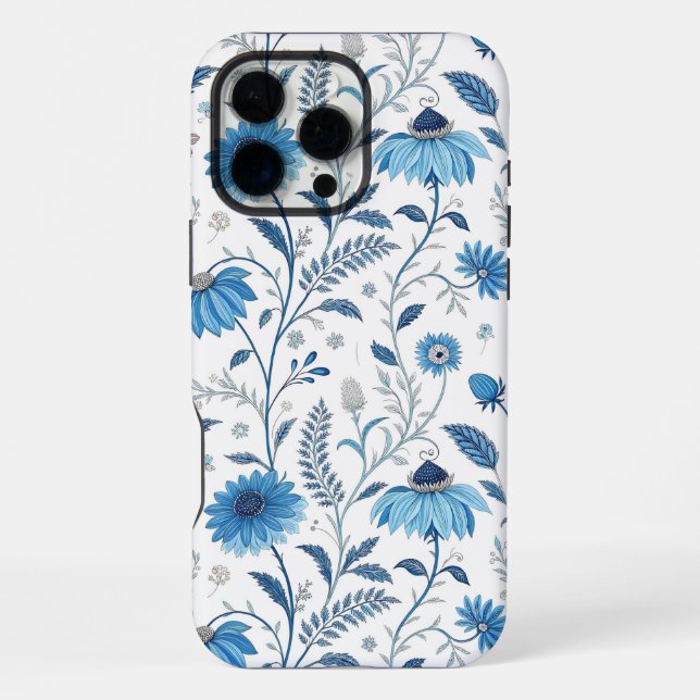 Chinoiserie Blue Echinacea Pattern iPhone Case (Back)