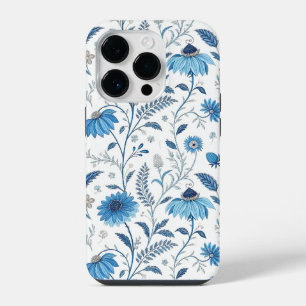 Chinoiserie Blue Echinacea Pattern iPhone 14 Pro Case