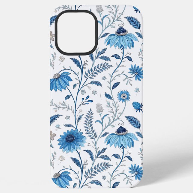 Chinoiserie Blue Echinacea Pattern iPhone Case (Back)