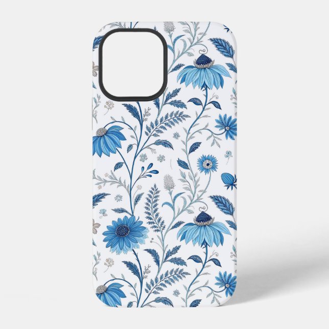 Chinoiserie Blue Echinacea Pattern iPhone Case (Back)