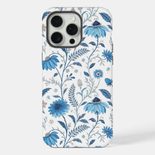 Chinoiserie Blue Echinacea Pattern iPhone 15 Pro Max Case