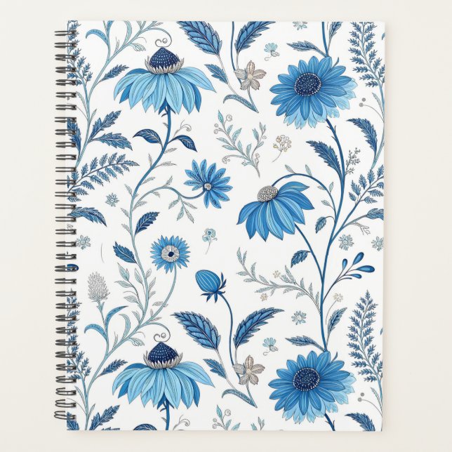 Chinoiserie Blue Echinacea Pattern Planner (Front)