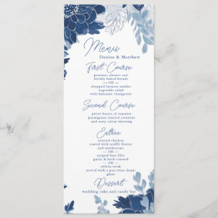 Chinoiserie Blue Elegant Pagoda and Floral Toile Menu