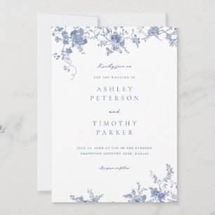 Chinoiserie Blue Elegant Wedding Invitation