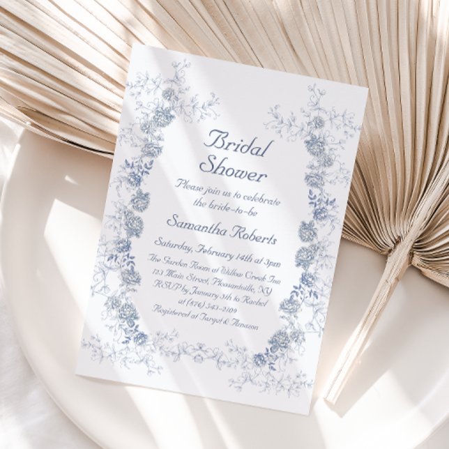 Chinoiserie Blue Floral Bridal Shower Invitation (Creator Uploaded)