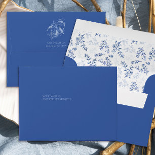 Chinoiserie Blue Floral Pre-Addressed Wedding RSVP Envelope