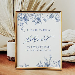 Chinoiserie Blue Floral Take a Blanket Sign