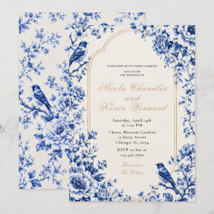 Chinoiserie Blue Floral Wedding Invitation